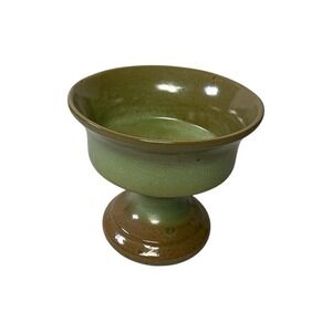 VTG Frankoma Pottery Pedistal Planter Bowl Compote Vase Prairie Green #F52